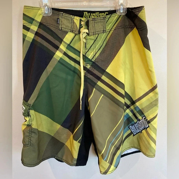 Mens Billabong Board Shorts  Black Yellow size 36 Y2K - Picture 1 of 7